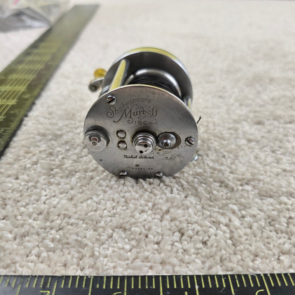 Shakespeare Marhoff 1964 Baitcasting Reel Silver Green Model GE Vintage USA - Picture 2 of 6
